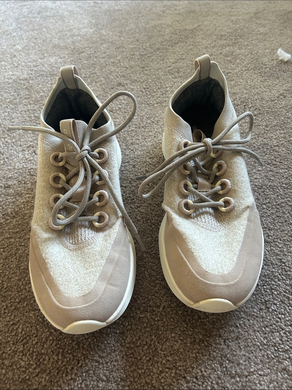 All birds - Neutral Knit Lace-Up Wool Strider Sneakers, washable.
